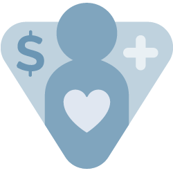 employee holding icons for healthcare, money, and bonuses