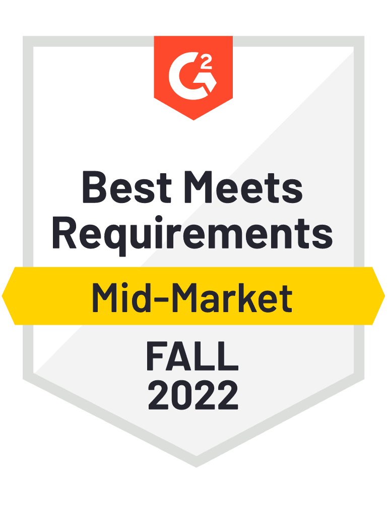 CompensationManagement_BestMeetsRequirements_Mid-Market_MeetsRequirements High Performer Mid-Market 2022 G2 Badge