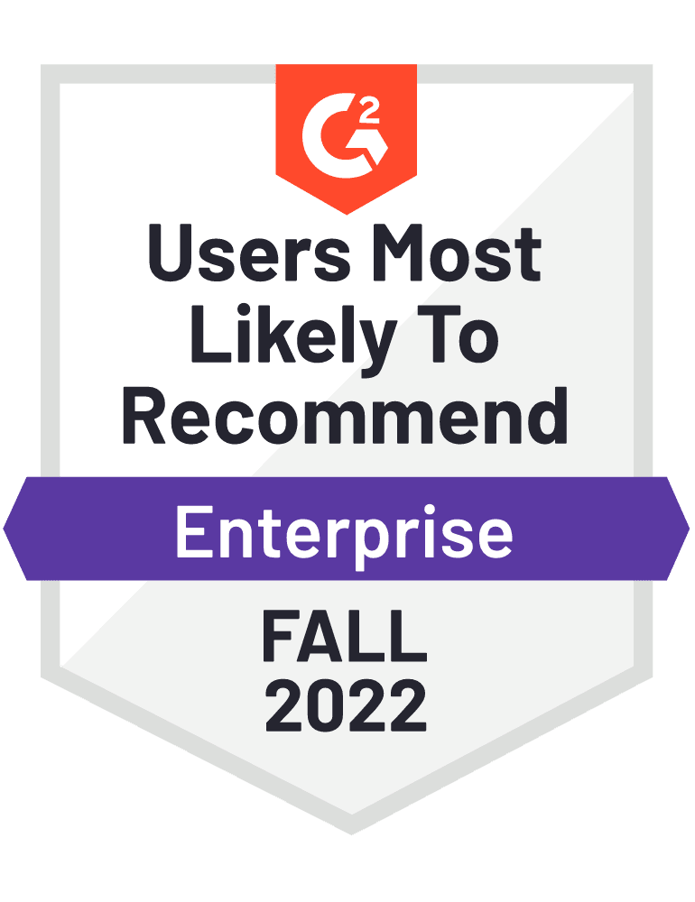 Users Most Likely To Recommend 2022 G2 Badge